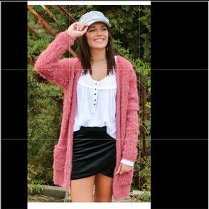 Free People Fuzzy Rose Cardigan S